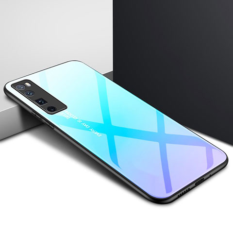 Custodia Silicone Specchio Laterale Cover per Huawei Nova 7 Pro 5G Cielo Blu