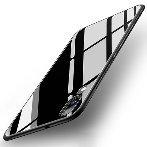 Custodia Silicone Specchio Laterale Cover per Huawei P20 Nero