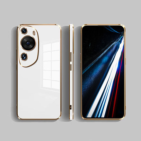 Custodia Silicone Specchio Laterale Cover per Huawei P60 Art Bianco