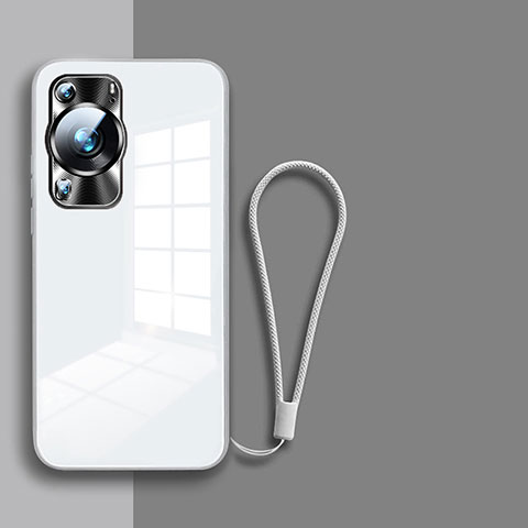 Custodia Silicone Specchio Laterale Cover per Huawei P60 Bianco