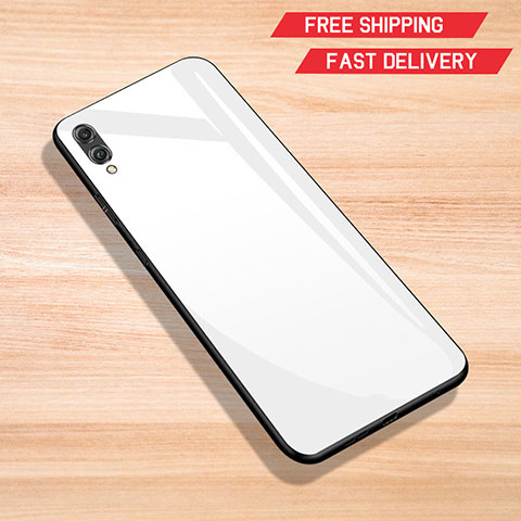 Custodia Silicone Specchio Laterale Cover per Huawei Y7 Prime (2019) Bianco