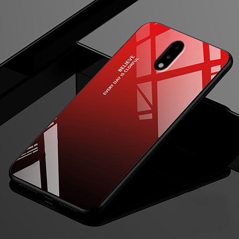 Custodia Silicone Specchio Laterale Cover per OnePlus 7 Rosso