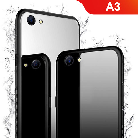 Custodia Silicone Specchio Laterale Cover per Oppo A3 Nero