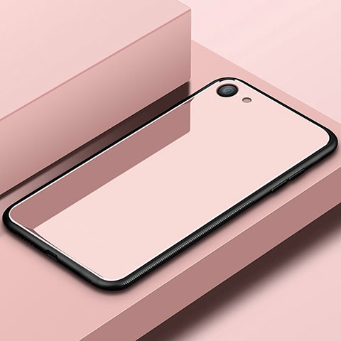 Custodia Silicone Specchio Laterale Cover per Oppo A3 Oro Rosa