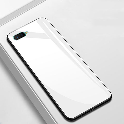 Custodia Silicone Specchio Laterale Cover per Oppo A7 Bianco