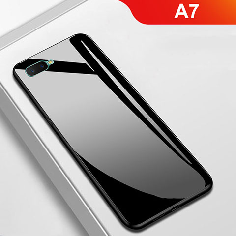 Custodia Silicone Specchio Laterale Cover per Oppo A7 Nero