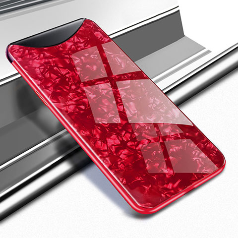 Custodia Silicone Specchio Laterale Cover per Oppo Find X Super Flash Edition Rosso