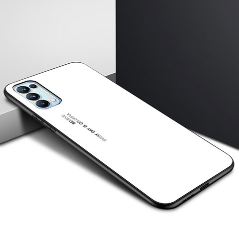 Custodia Silicone Specchio Laterale Cover per Oppo Find X3 Lite 5G Bianco