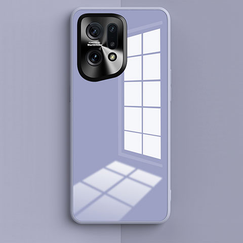 Custodia Silicone Specchio Laterale Cover per Oppo Find X5 Pro 5G Grigio Lavanda