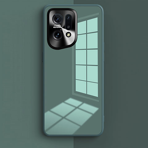 Custodia Silicone Specchio Laterale Cover per Oppo Find X5 Pro 5G Verde Notte