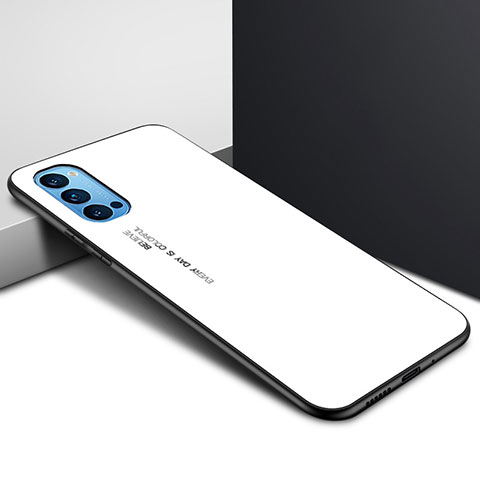 Custodia Silicone Specchio Laterale Cover per Oppo Reno4 Pro 5G Bianco