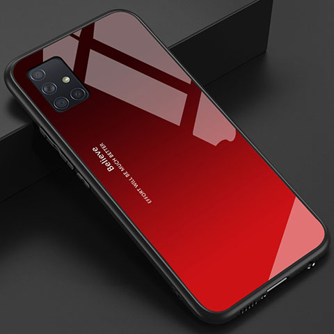 Custodia Silicone Specchio Laterale Cover per Samsung Galaxy A51 4G Rosso