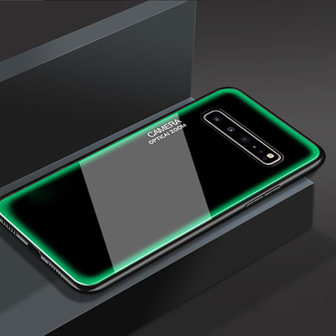 Custodia Silicone Specchio Laterale Cover per Samsung Galaxy S10 5G SM-G977B Verde