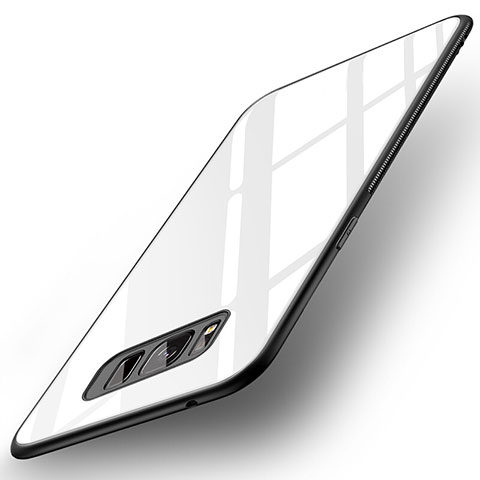 Custodia Silicone Specchio Laterale Cover per Samsung Galaxy S8 Plus Bianco