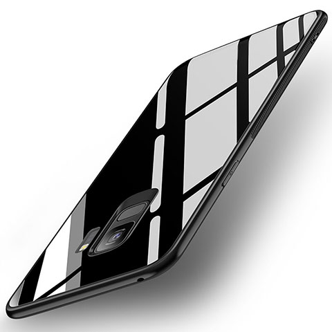 Custodia Silicone Specchio Laterale Cover per Samsung Galaxy S9 Nero