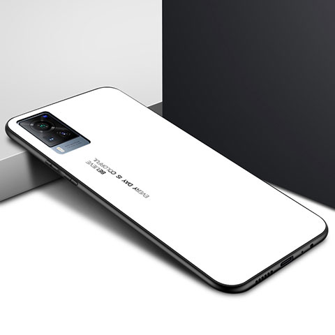 Custodia Silicone Specchio Laterale Cover per Vivo X60 5G Bianco