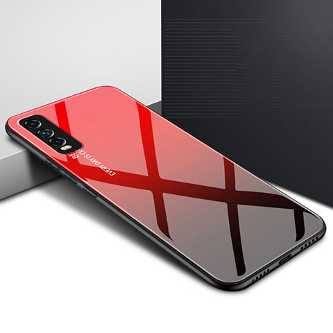 Custodia Silicone Specchio Laterale Cover per Vivo Y12s Rosso