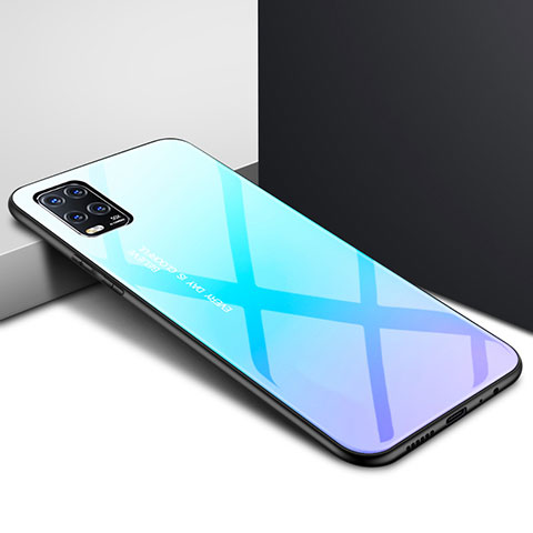 Custodia Silicone Specchio Laterale Cover per Xiaomi Mi 10 Lite Cielo Blu
