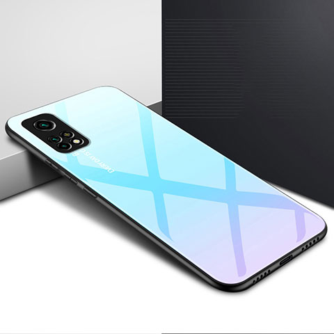 Custodia Silicone Specchio Laterale Cover per Xiaomi Mi 10T 5G Azzurro