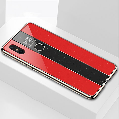 Custodia Silicone Specchio Laterale Cover per Xiaomi Mi Max 3 Rosso