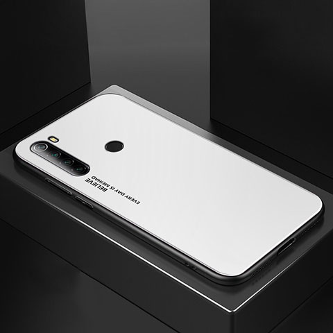 Custodia Silicone Specchio Laterale Cover per Xiaomi Redmi Note 8 (2021) Bianco