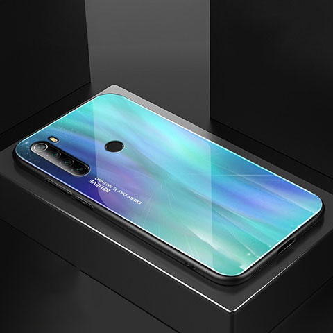 Custodia Silicone Specchio Laterale Cover per Xiaomi Redmi Note 8 (2021) Ciano