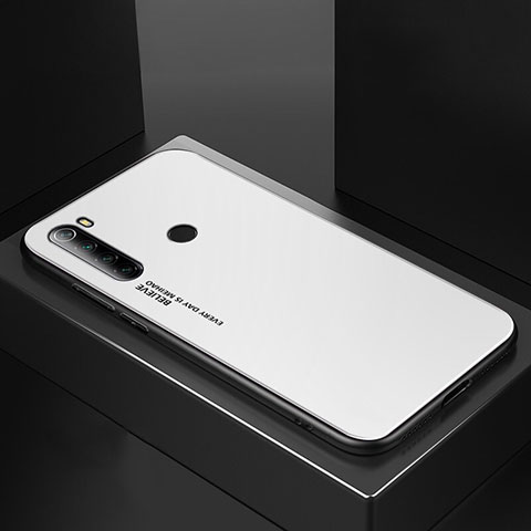 Custodia Silicone Specchio Laterale Cover per Xiaomi Redmi Note 8 Bianco