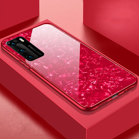 Custodia Silicone Specchio Laterale Cover T01 per Huawei P40 Rosso