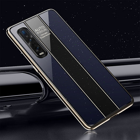 Custodia Silicone Specchio Laterale Cover T01 per Oppo Find X2 Pro Blu