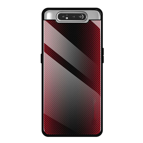 Custodia Silicone Specchio Laterale Cover T01 per Samsung Galaxy A80 Rosso