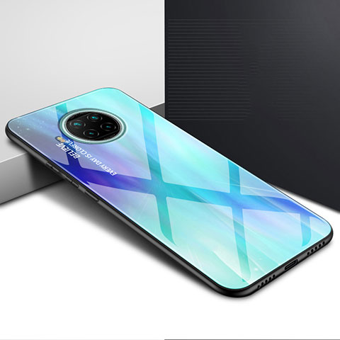 Custodia Silicone Specchio Laterale Cover T01 per Xiaomi Mi 10T Lite 5G Ciano