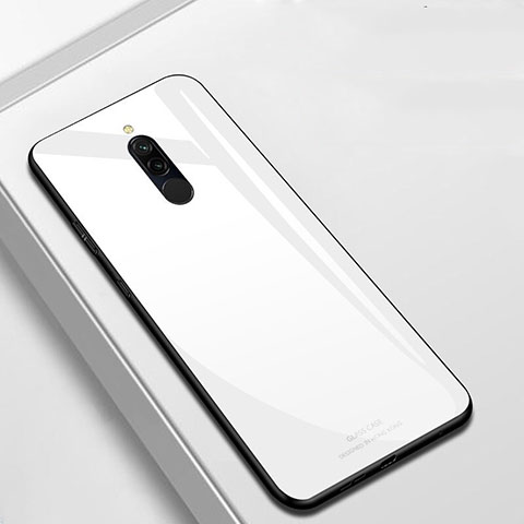 Custodia Silicone Specchio Laterale Cover T01 per Xiaomi Redmi Note 8 Bianco