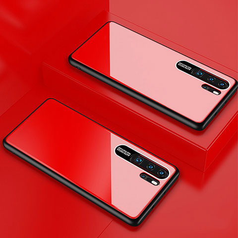 Custodia Silicone Specchio Laterale Cover T02 per Huawei P30 Pro Rosso