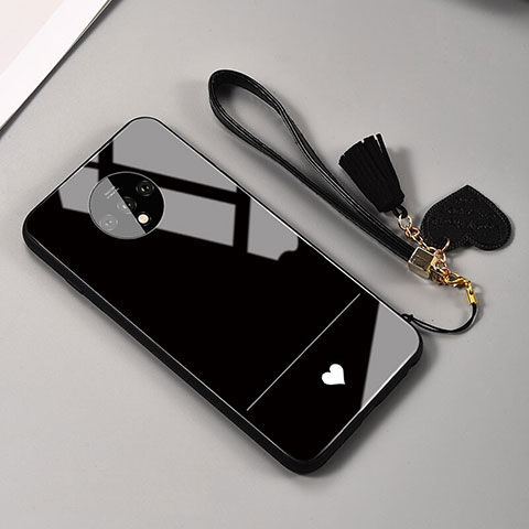 Custodia Silicone Specchio Laterale Cover T02 per OnePlus 7T Nero