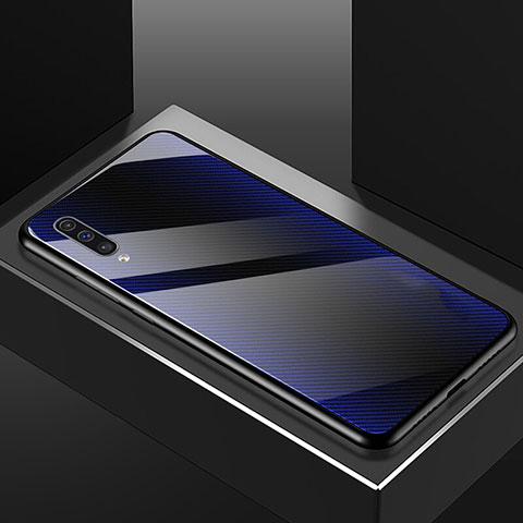Custodia Silicone Specchio Laterale Cover T02 per Samsung Galaxy A70 Blu