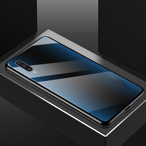 Custodia Silicone Specchio Laterale Cover T02 per Samsung Galaxy A70 Cielo Blu