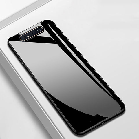 Custodia Silicone Specchio Laterale Cover T02 per Samsung Galaxy A90 4G Nero
