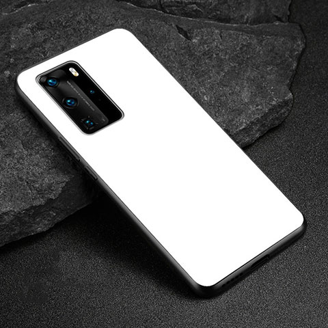 Custodia Silicone Specchio Laterale Cover T03 per Huawei P40 Pro Bianco