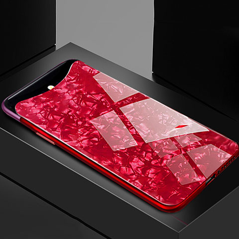 Custodia Silicone Specchio Laterale Cover T03 per Oppo Find X Rosso