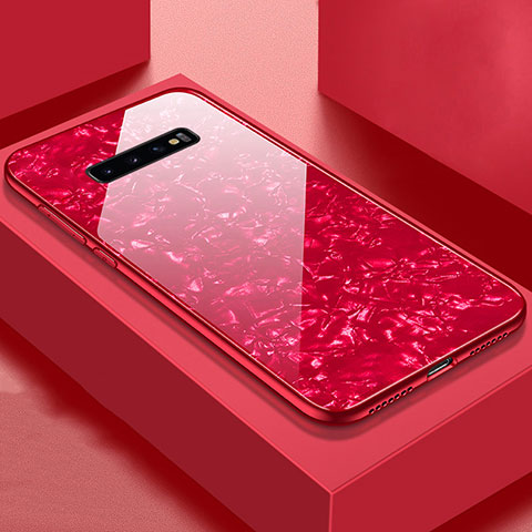 Custodia Silicone Specchio Laterale Cover U01 per Samsung Galaxy S10 Plus Rosso
