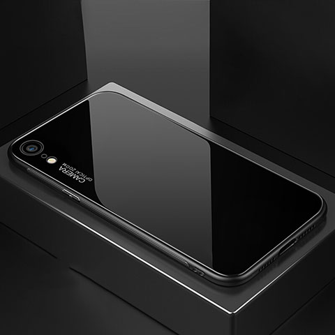 Custodia Silicone Specchio Laterale Sfumato Arcobaleno Cover A01 per Apple iPhone XR Nero