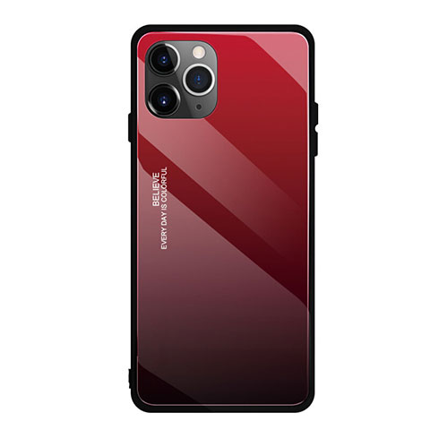 Custodia Silicone Specchio Laterale Sfumato Arcobaleno Cover H01 per Apple iPhone 11 Pro Rosso