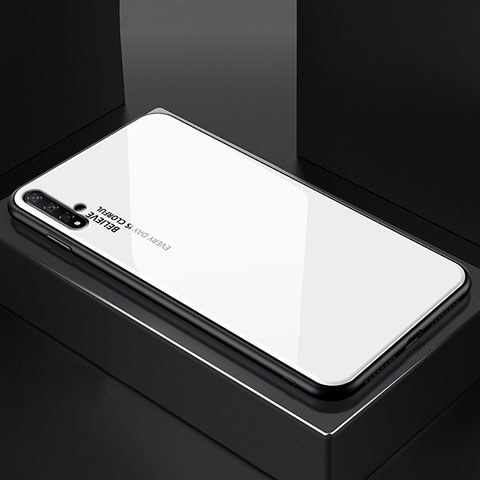 Custodia Silicone Specchio Laterale Sfumato Arcobaleno Cover H01 per Huawei Honor 20 Bianco