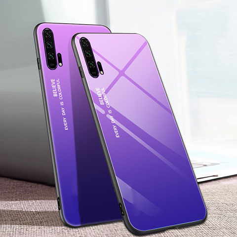 Custodia Silicone Specchio Laterale Sfumato Arcobaleno Cover H01 per Huawei Honor 20 Pro Viola