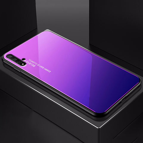 Custodia Silicone Specchio Laterale Sfumato Arcobaleno Cover H01 per Huawei Honor 20S Viola