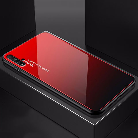 Custodia Silicone Specchio Laterale Sfumato Arcobaleno Cover H01 per Huawei Nova 5T Rosso