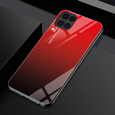 Custodia Silicone Specchio Laterale Sfumato Arcobaleno Cover H01 per Huawei Nova 6 SE Rosso