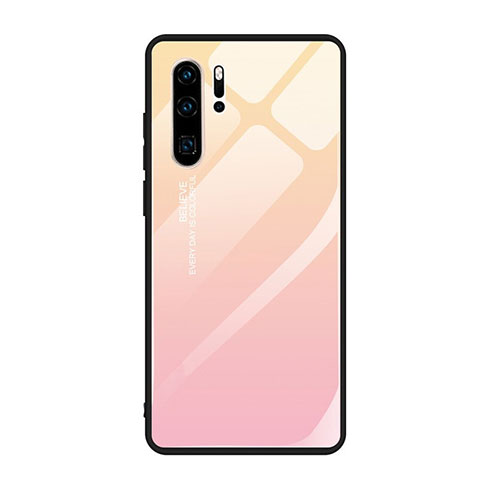 Custodia Silicone Specchio Laterale Sfumato Arcobaleno Cover H01 per Huawei P30 Pro Rosa