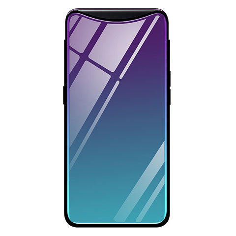 Custodia Silicone Specchio Laterale Sfumato Arcobaleno Cover H01 per Oppo Find X Blu