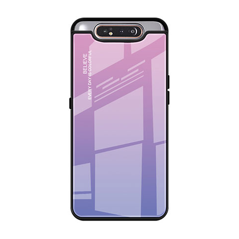 Custodia Silicone Specchio Laterale Sfumato Arcobaleno Cover H01 per Samsung Galaxy A80 Viola